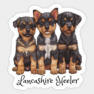 Three Lancashire Heeler puppies all looking cute. Sticker